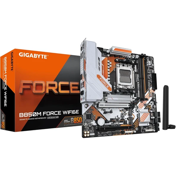 GIGABYTE B850M-FORCE-WF6E 9600MHz OC DDR5 AM5 M.2 HDMI DP Micro-ATX Anakart ürün görseli 1