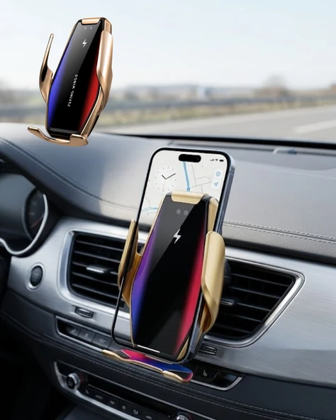 Akıllı Araç İçi Telefon Tutucu Kablosuz Şarj ve Otomatik Açılır Kapanır Sistem ürün görseli 1