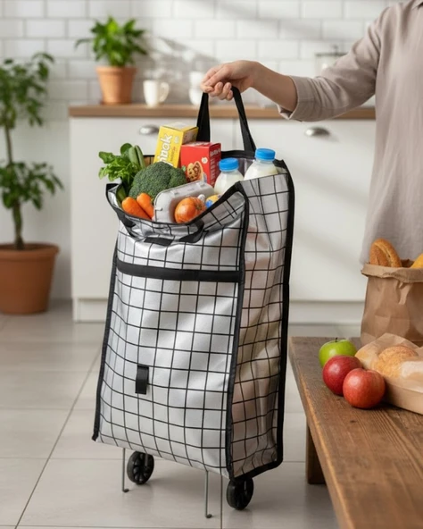 Sağlam Gövdeli Sessiz Tekerlekli Pazar ve Market Çantası ürün görseli 1