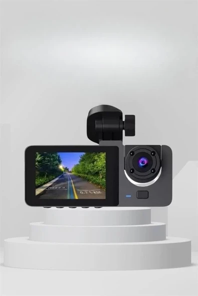Araç Kamerası HD DVR 3 Kameralı Yol Kayıt Ekranlı Ön İç Arka ürün görseli 1