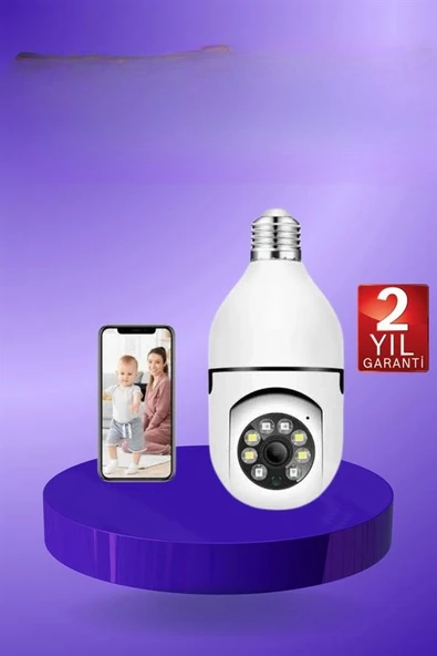 Güvenlik Kamerası Wi-Fi Özellikli 360 Derece Full Hd 1080p Ampül Kamera ürün görseli 1