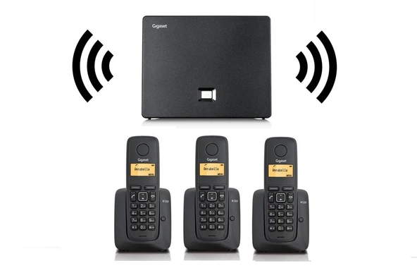 Gigaset 3 Dahili DECT Kablosuz Telefon Santrali Beyaz – 1 Hat 3 Ahizeli Telsiz Telefon Sistemi Ofis Tipi Hazır Set ürün görseli 1