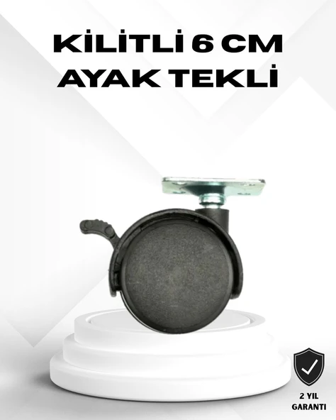 Kilitli 6 cm Masa Ayağı Tekli Döner Tekerlek ürün görseli 1