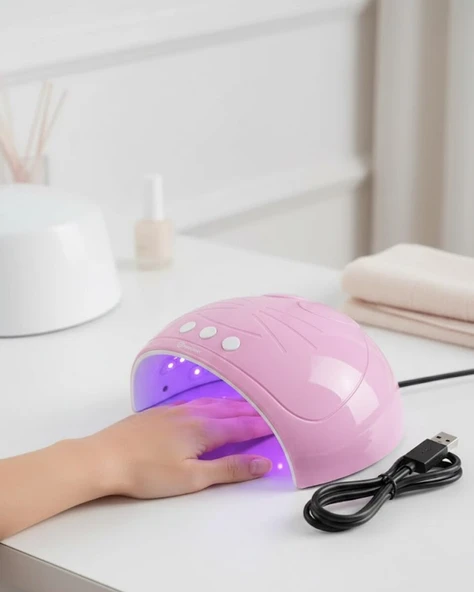 Ultraviyole Işıklı 15 Ledli 45W Oje Kurutucu Makine Pembe ürün görseli 1