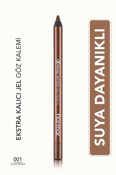Flormar Extreme Tattoo Yüksek Pigmentli & Doğal Işıltılı Jel Göz Kalemi 001 GLITZY BROWN ürün görseli 1