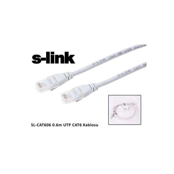 S-LINK SL-CAT606 CAT6 Patch 60CM Kablo (Gri)(1923) - Resim 2