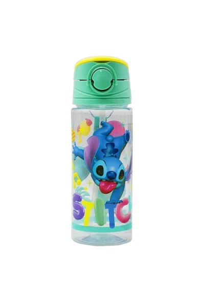 Stitch Lisanslı Pipetli Plastik Matara 500 ml Turkuaz (OTTO-42541) ürün görseli 1
