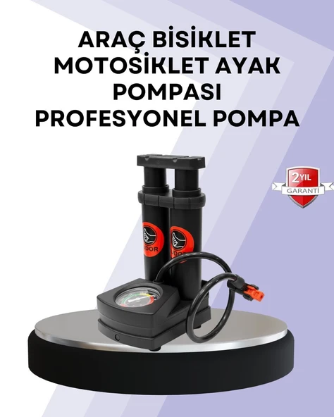 Basınç Saatli Ayak Pompası Bisiklet ve Araç Uyumlu ürün görseli 1