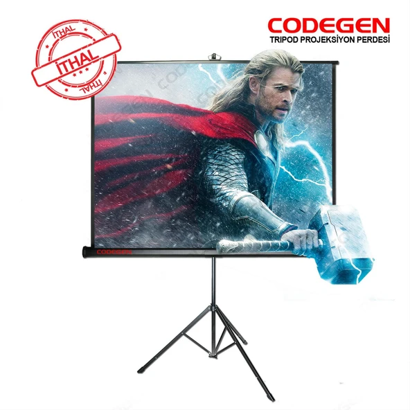 Codegen TX-20 TRIPOD PROJEKSİYON PERDESİ 200X200 (Arkası Siyah Fonlu - Taşınabilir Ayaklı Model)(1923) ürün görseli 1
