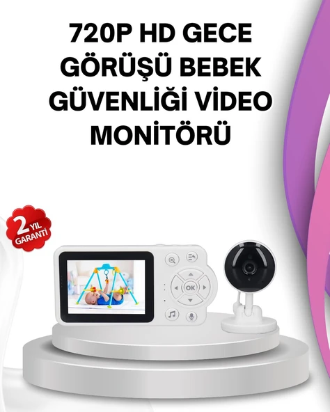 Gece Görüşlü Bebek Kamerası Ninni ve Alarm Özellikli ürün görseli 1
