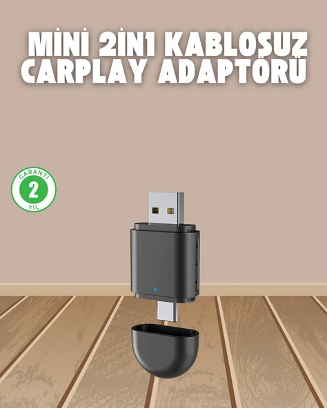 Kablosuz CarPlay Adaptörü - USB-A & Type-C Uyumlu Hızlı Bağlantı Cihazı ürün görseli 1