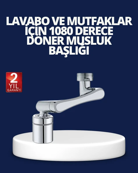 Esnek 1080° Musluk Başlığı 3 Eklemli Hareketli Su Modlu Lavabo Aparatı ürün görseli 1
