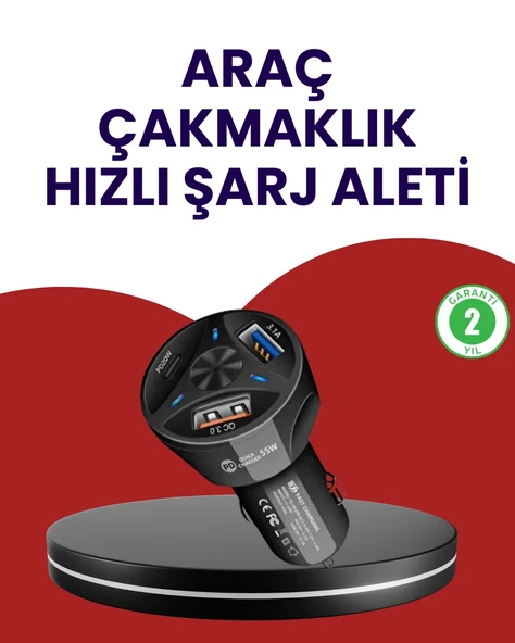 55W PD ve Quick Charge 3.0 Destekli Polygold Araç Şarj Adaptörü ürün görseli 1