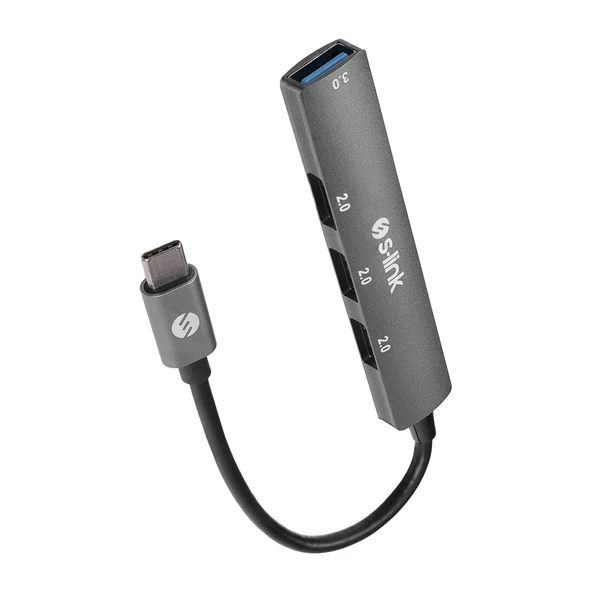 S-LINK SW-U324 Type-C to 3xUSB 2.0 1xUSB 3.0 Metal USB HUB(1923) ürün görseli 1