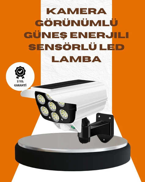 Solar Şarjlı Kamera Tasarımlı LED Duvar Lambası Hareket Sensörlü Dış Mekan Aydınlatma ürün görseli 1