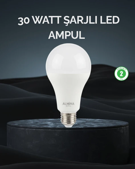 Şarjlı LED Ampul 30 Watt Soğuk Beyaz ürün görseli 1