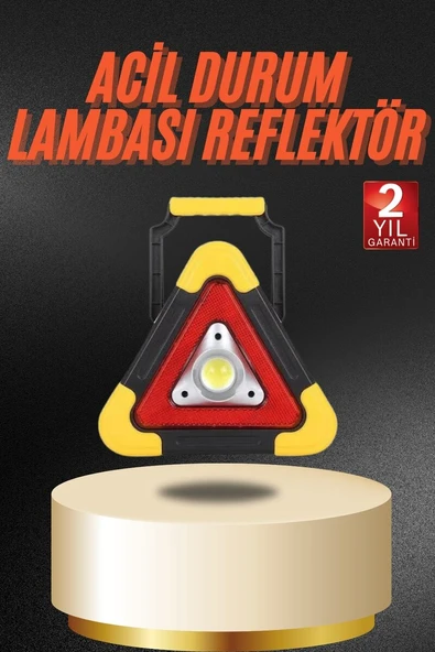 Işıklı İkaz Lambası Reflektör Şarjlı Işıklı Üçgen LED Acil Durum Feneri ürün görseli 1