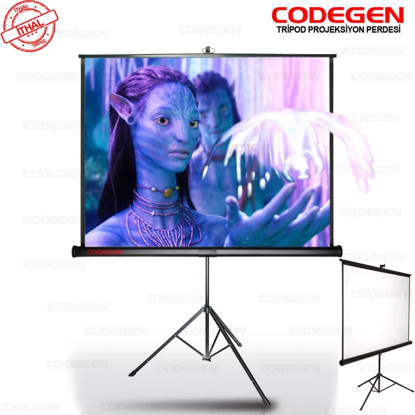 Codegen TX-18 TRIPOD PROJEKSİYON PERDESİ 180X180 (Arkası Siyah Fonlu - Taşınabilir Ayaklı Model)(1923) ürün görseli 1