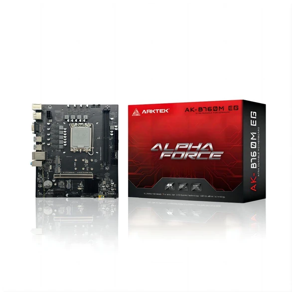 ARKTEK ALPHA FORCE, AK-B760M EG, 2xDDR5, 2x M.2, D-SUB, HDMI, DP, 12-13.14.Nesil, LGA1700 Soket, Anakart ürün görseli 1