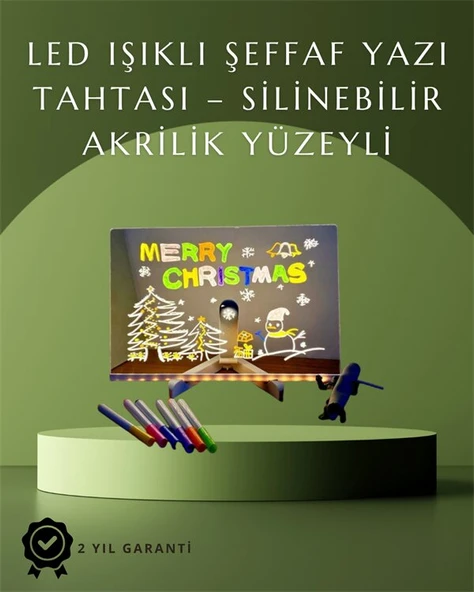 Şık ve Modern LED Pano - Neon Işıklı Silinebilir Akrilik Yazı Tahtası 7 Renkli Kalem Dahil ürün görseli 1