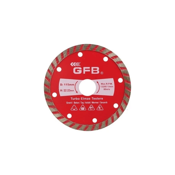 Gfb Turbo Elmas Mermer-Granit Kesici 115 Mm ürün görseli 1