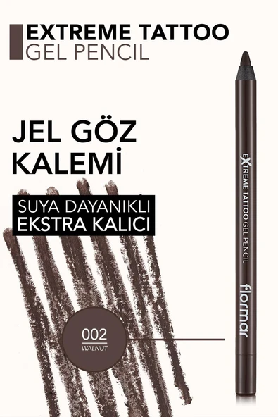 Flormar Extreme Tattoo Yüksek Pigmentli & Mat Bitişli Jel Göz Kalemi 002 WALNUT ürün görseli 1