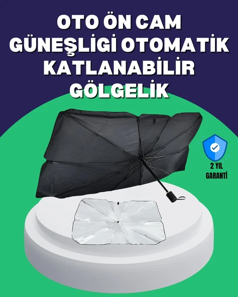Şemsiye Tasarımlı Katlanabilir Araç Güneşliği - Geniş Uyumlu UV Koruma ürün görseli 1