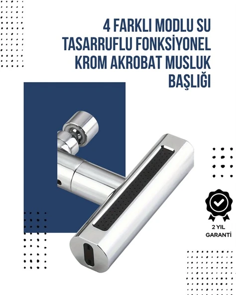 4 Modlu Musluk Başlığı | Şelale Yağmur Sprey Köpük Akışı | Yüksek Basınç Performansı | Modern Tasarım ürün görseli 1
