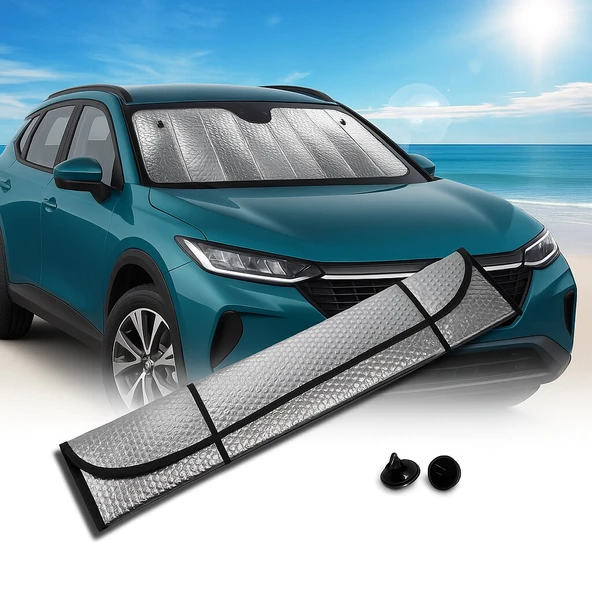 Katlanabilir Oto Ön Cam Güneşlik Isı Önleyici Araç Perdesi Toyota Corolla Fiat Egea Nissan Qashqai Volkswagen Passat ürün görseli 1