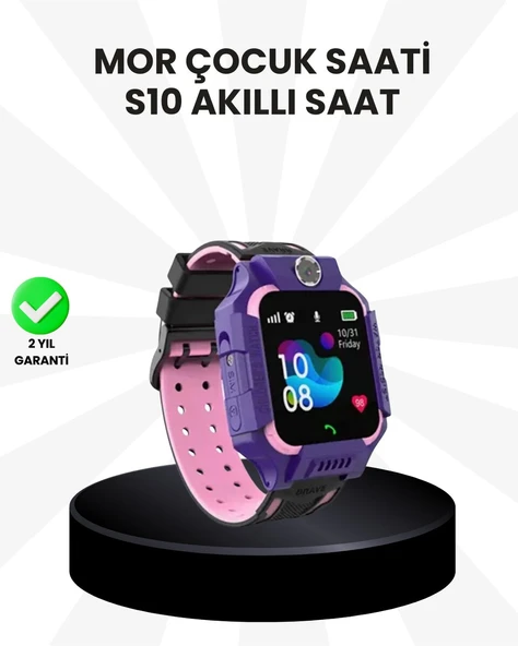 S10 Akıllı Çocuk Saati Mor Model Çift Yönlü Konuşma ve SOS Fonksiyonu ürün görseli 1