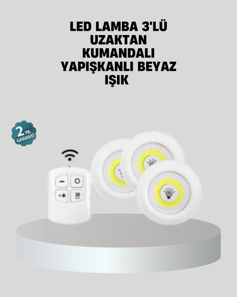 Uzaktan Kumandalı 3 lü Ayarlanabilir Spot LED Işık Seti ürün görseli 1