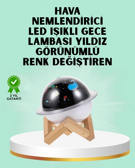 Projektör ışığı bulunan USB bağlantılı mini aromaterapi destekli hava nemlendirici ürün görseli 1