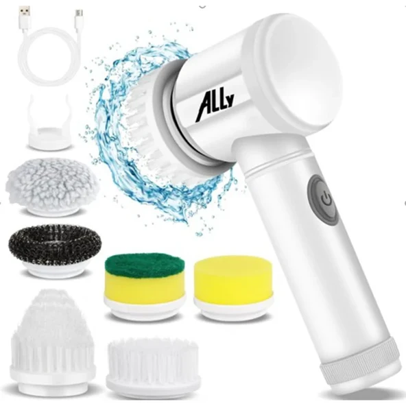 ALLY Magic Brush 5in1 Fırça Başlıklı Şarjlı Temizleme Fırçası Banyo/Fayans/Zemin Temizleyici-(5775) ürün görseli 1