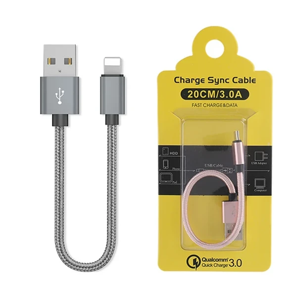 Ally İPhone İOS 3.0A Hızlı Şarj Halat Usb Kablo 20cm-(5775) ürün görseli 1
