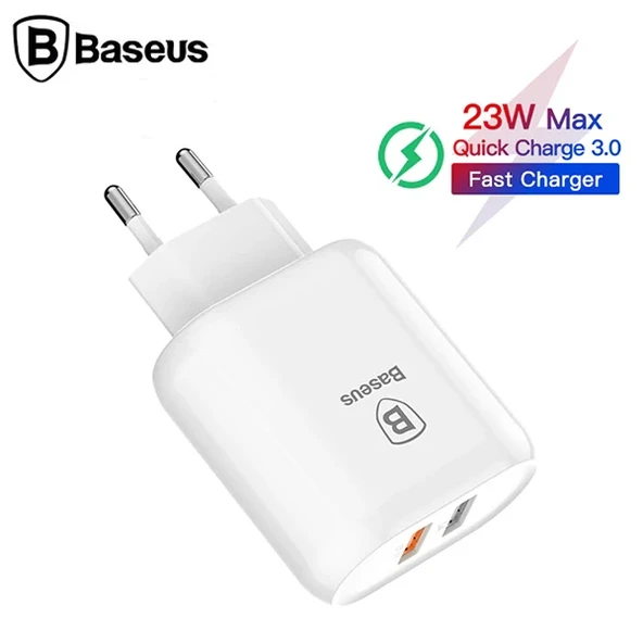 Baseus Bojure Series Dual-USB QC 3.0 18W Hızlı Şarj Aleti Başlık-(5775) ürün görseli 1