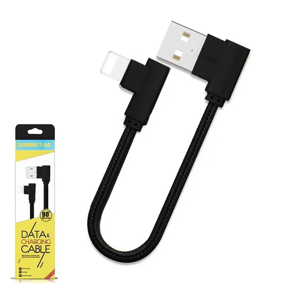 Ally İphone Lightning Eğik Başlı Halat Usb Kablo 20cm-(5775) - Resim 5