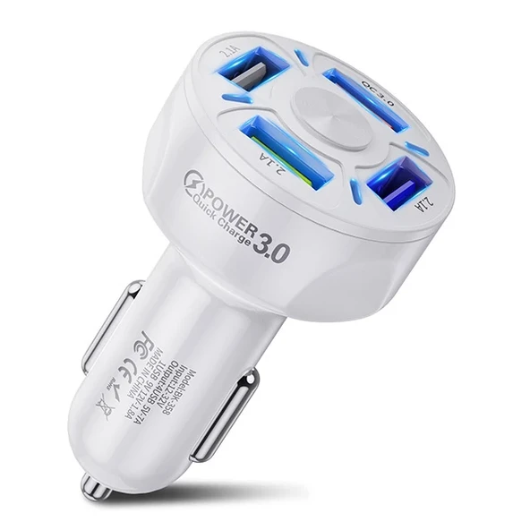 USLİON QC3.0 4- Port Çıkışlı Çoklu Usb Araç Şarjı Şarj Aleti-(5775) ürün görseli 1