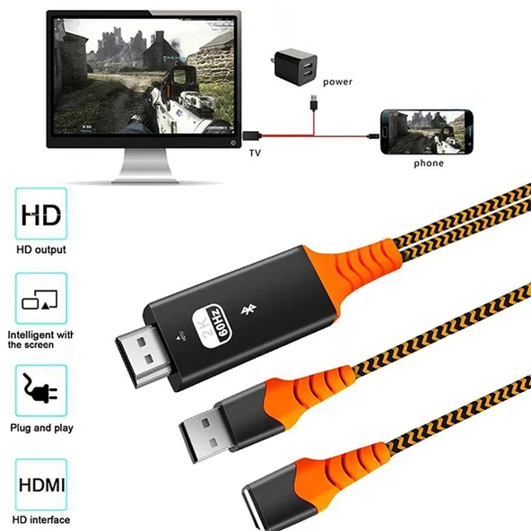 Ally Phone Usb HDTV Cable Lightning Type C hdmi kablosu-(5775) - Resim 2