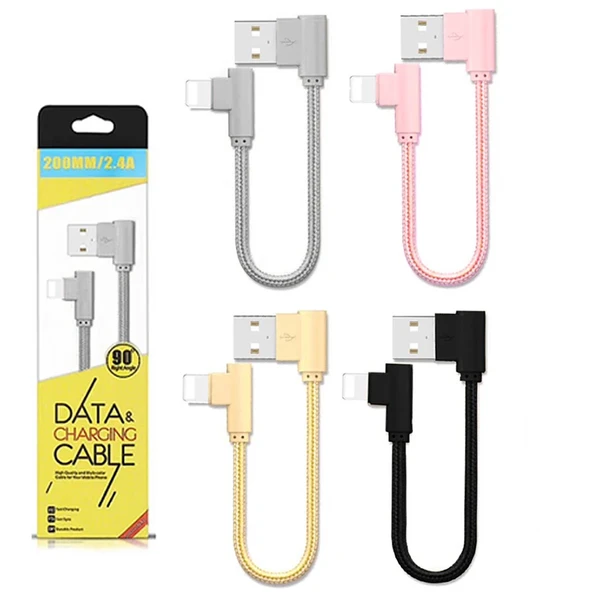 Ally İphone Lightning Eğik Başlı Halat Usb Kablo 20cm-(5775) - Resim 2