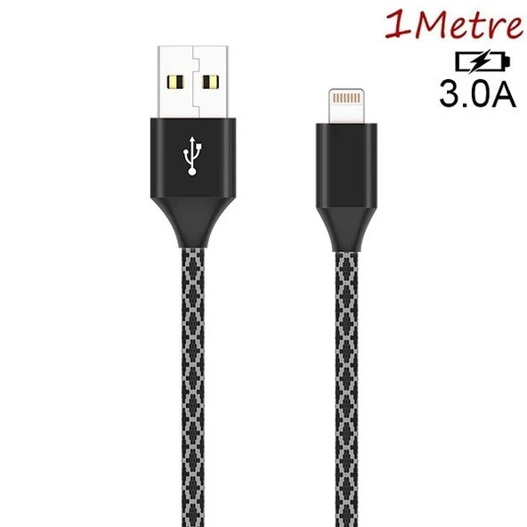 İPhone 14-13-12 11 3.0A Hızlı Halat Usb Şarj Kablosu 1MM-(5775) ürün görseli 1