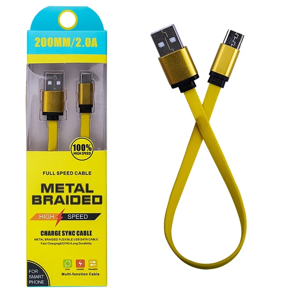 Android Micro 2a 20mm Kısa Yumuşak Dokulu Renkli Usb Kablo-(5775) ürün görseli 1