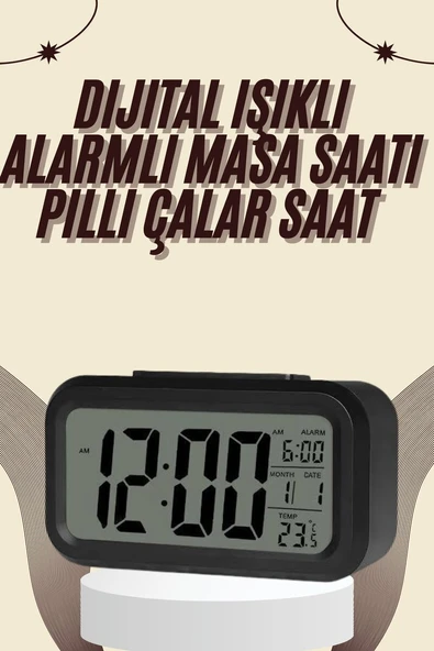 Dijital Masa Saati Termometreli Takvim Çalar Saat Led Ekran Pilli ürün görseli 1