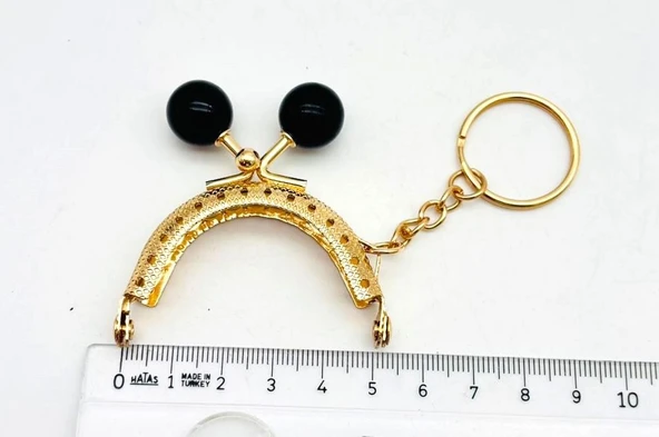 Angel Çanta Aksesuar 5 Cm Anahtarlıklı Cüzdan Klipsi Light Gold Renk Siyah Toplu ürün görseli 1