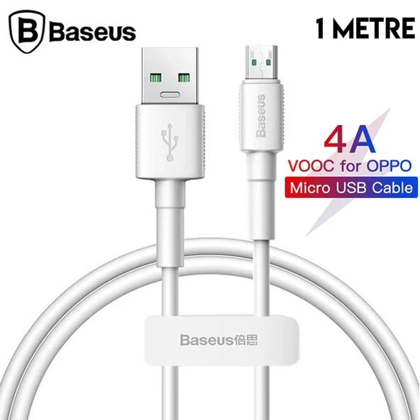 Baseus Mini White Micro USB 4A OPPO VIVO Dash Usb Şarj Kablosu 1Metre-(5775) ürün görseli 1
