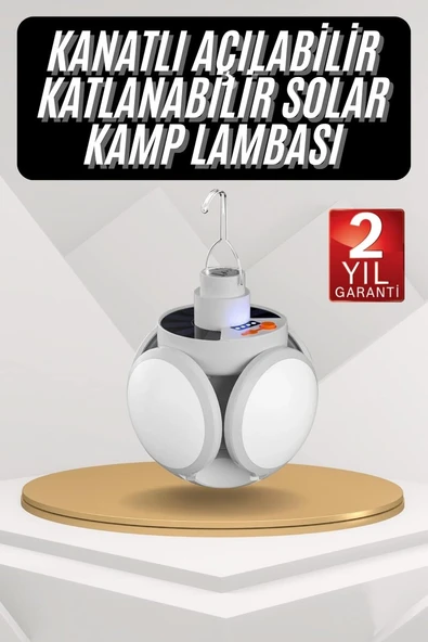 Kamp Lambası Güneş Enerjili Solar 5 Kanatlı Katlanır Lamba Karavan ürün görseli 1