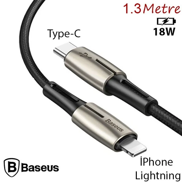 Baseus Waterdrop Type-C To İPhone PD18W Hızlı Şarj Kablosu 1.3M-(5775) ürün görseli 1