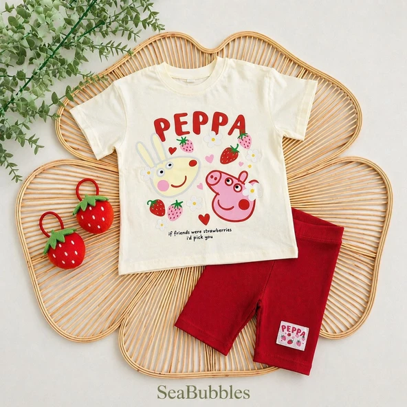 Peppa Pig Kız Çocuk Taytlı Takım ürün görseli 1