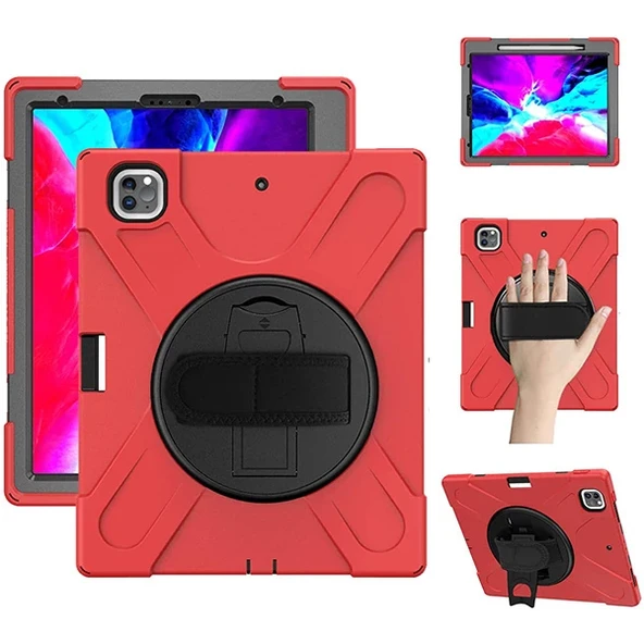 İPad Pro 12.9-inch (2021)-(2020) Kılıf Kalem Yerli 3 Katmanlı Standlı Zırh Kılıf-Shockproof-(5775) ürün görseli 1