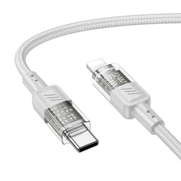 Hoco U129 Transparan Type-C to Lightning  Data ve Şarj Kablosu 1m-(5775) ürün görseli 1