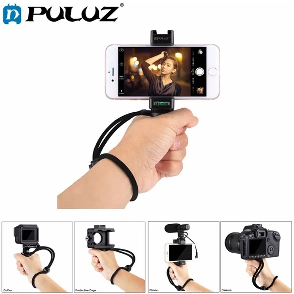 PULUZ Video Grip Telefon Elde Tutucu+ Bileklik Tripod Adaptörü-(5775) ürün görseli 1